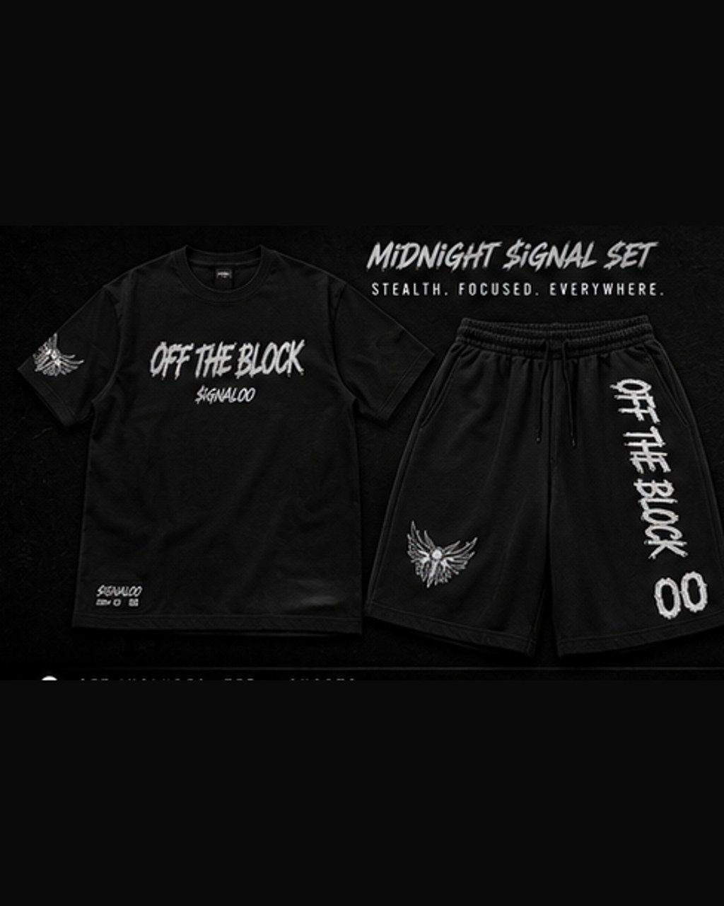 MIDNIGHT SIGNAL SET (TEE + SHORTS) from the SIGNAL 00 Off the Block collection